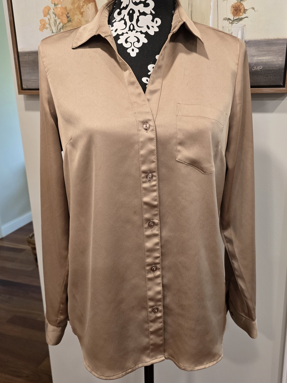 The Limited Camel Satin Blouse 0535